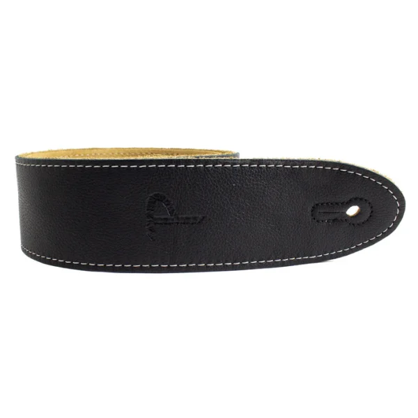 2" Black Italian Leather Guitar Strap - Image 2