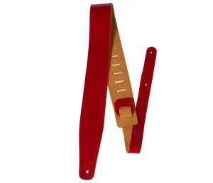 2" Cherry Red Italian Leather Guitar Strap