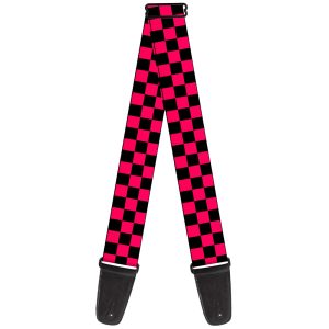 Checker Black/Neon Pink Guitar Strap