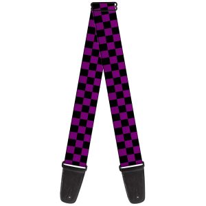 Checker Black/Neon Purple Guitar Strap