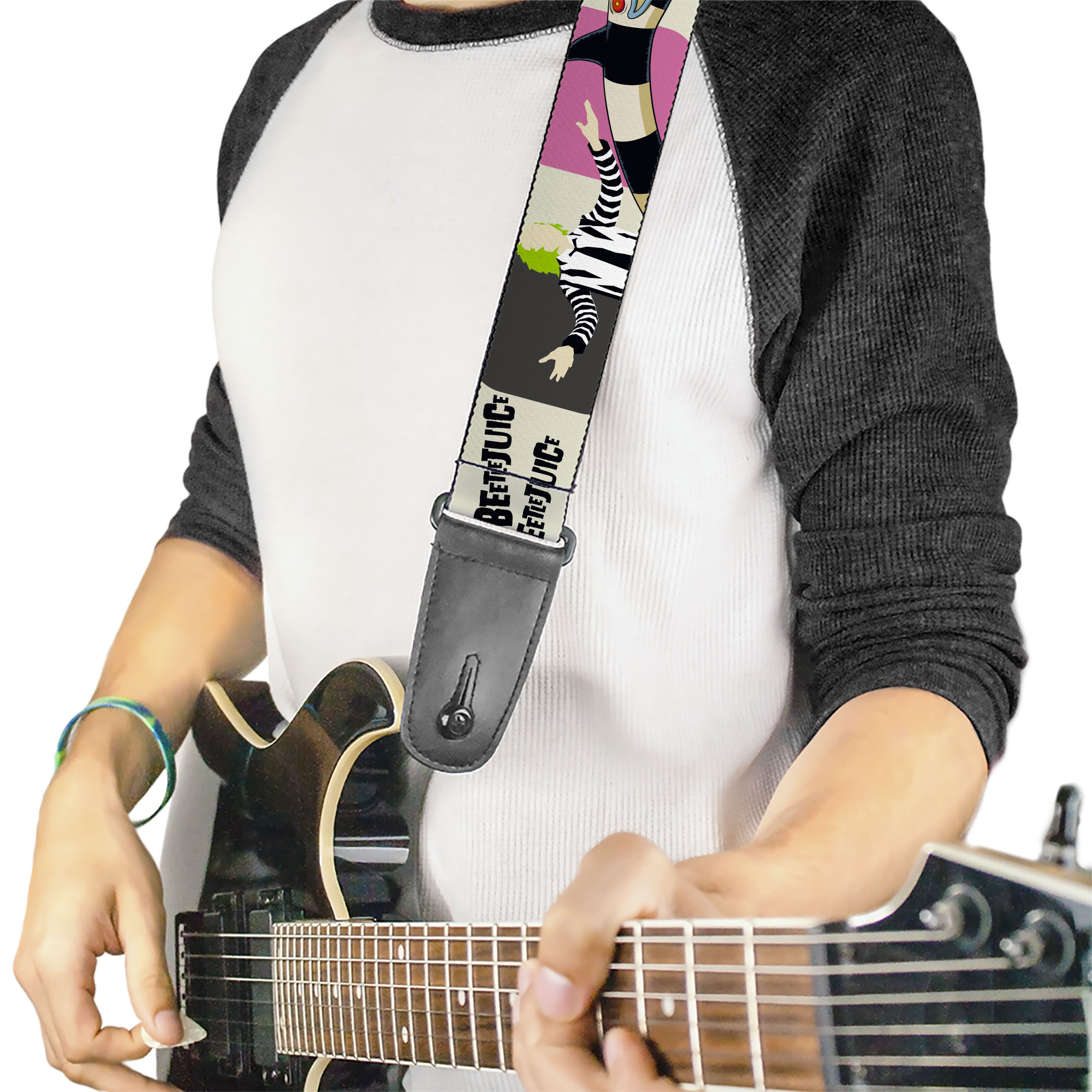 Beetlejuice and Sandworm Stripe Guitar Strap - Image 2