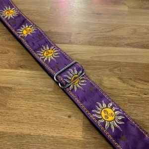 2” Jacquard Guitar Strap  Yellow Suns / Purple