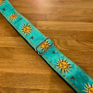 2” Jacquard Guitar Strap - Yellow Suns / Teal