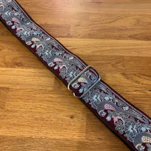 2” Jacquard Guitar Strap Maroon Heritage Birds