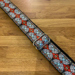 2" Jacquard Guitar Strap-Red Mosaic Pattern