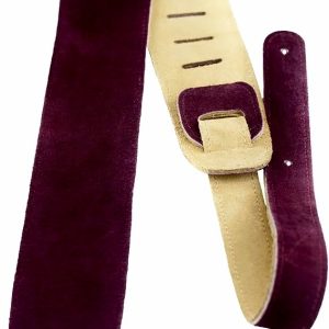 2.5" Suede Guitar Strap - Burgundy